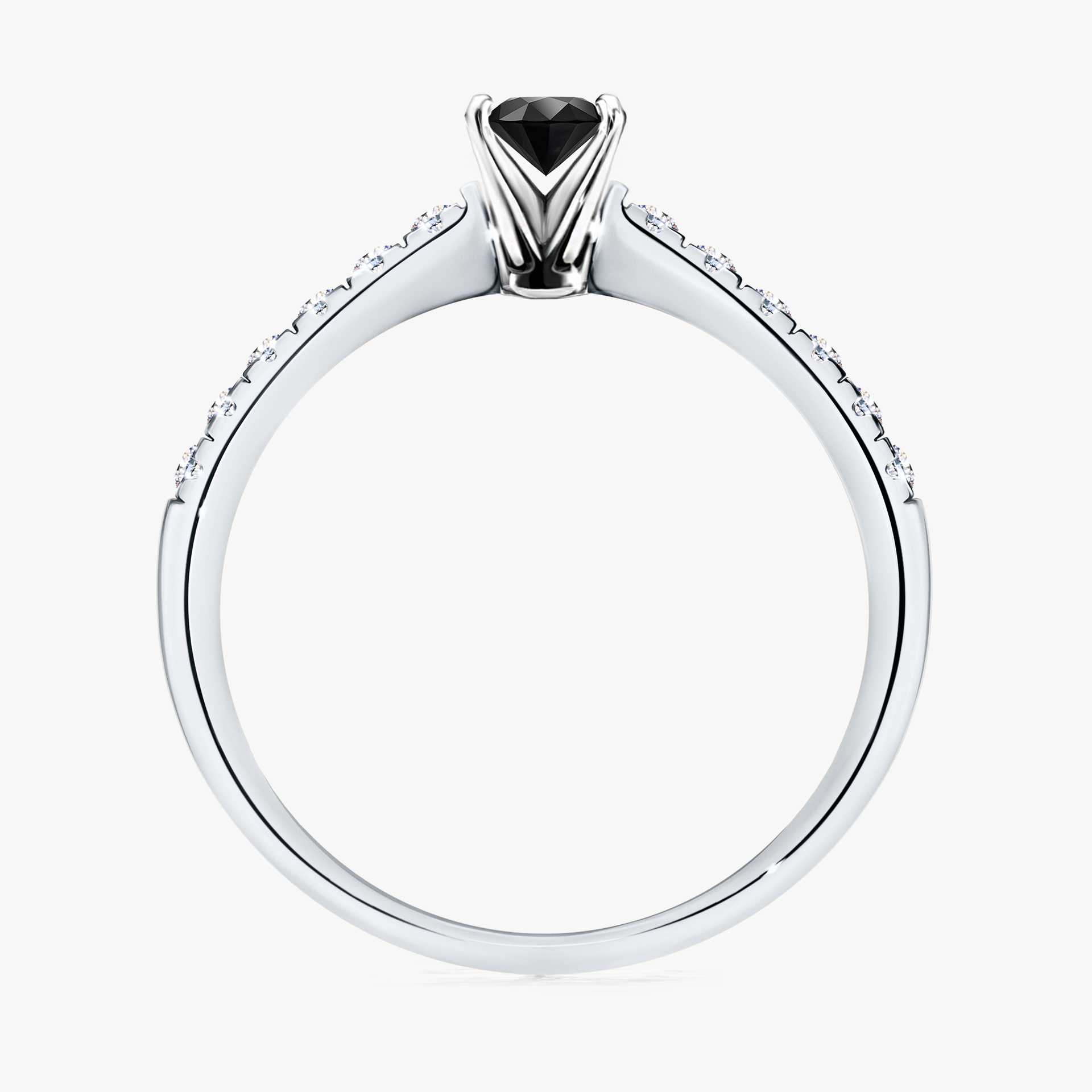Pierścionek zaręczynowy My Sunshine z białego złota z czarnym diamentem 0,24ct
